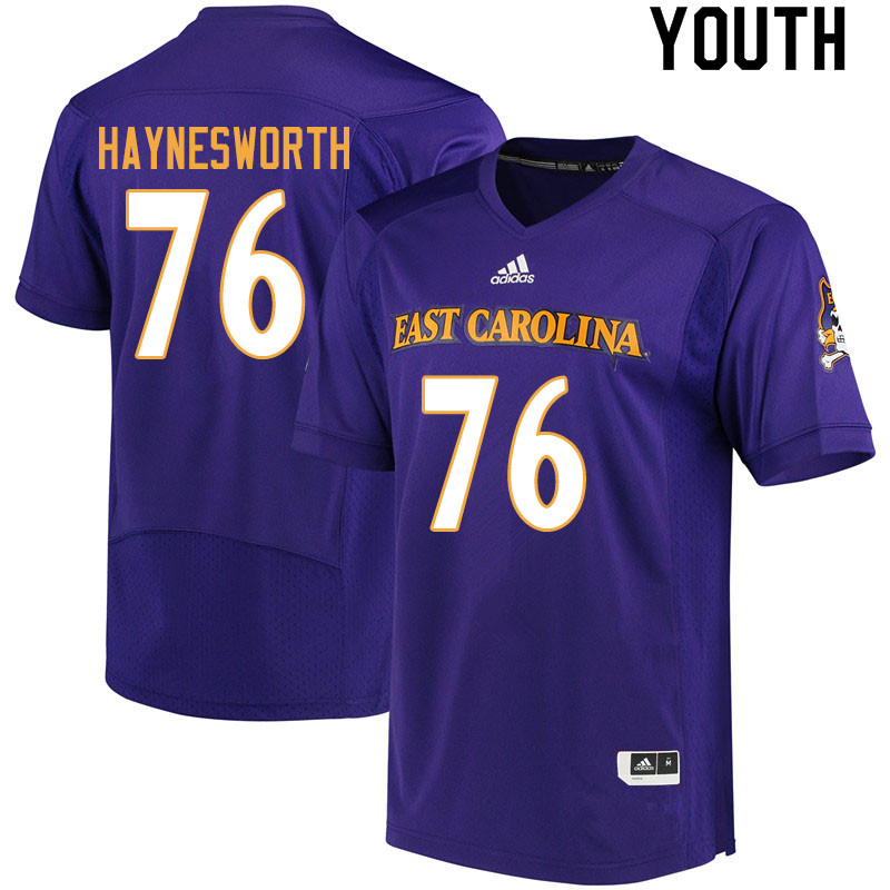 Youth #76 Justyn Haynesworth ECU Pirates College Football Jerseys Sale-Purple